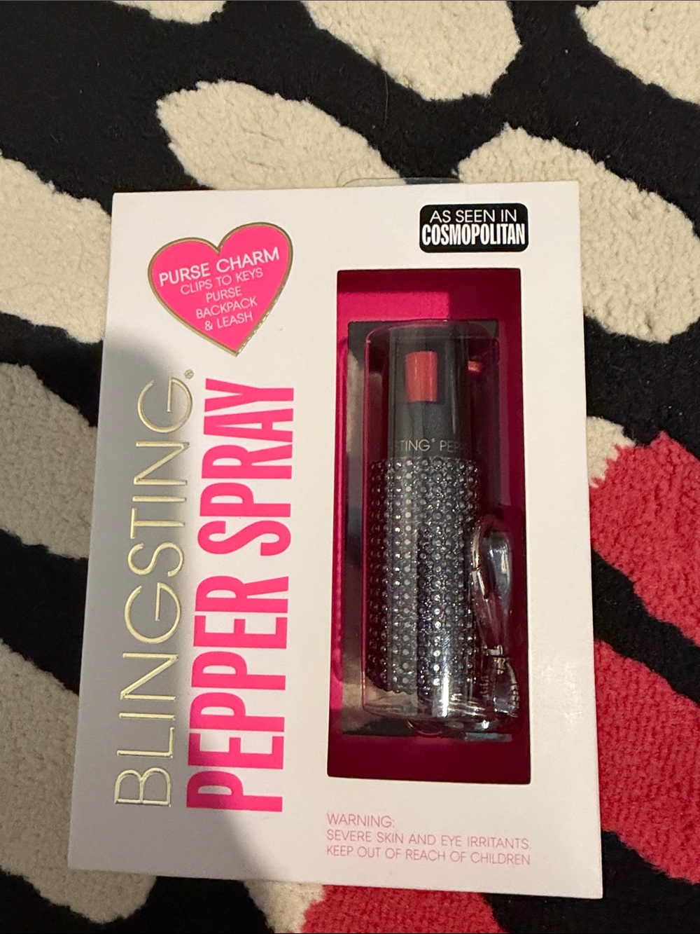 Pink Rhinestone Pepper Spray Purse Charm